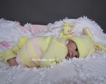 Lindos tejidos para bebé / Patrón de punto para bebé / Patrón de tejido / Descarga instantánea / Ropa de muñeca / Conjunto de punto de conejito /Patrón 0-3m/ Papel PDF A4