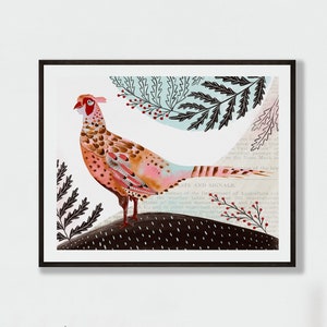 Pheasant Art Print - Bird Print - Pheasant Illustration - Thanksgiving Art, Dining Room Decor, Giclee Print