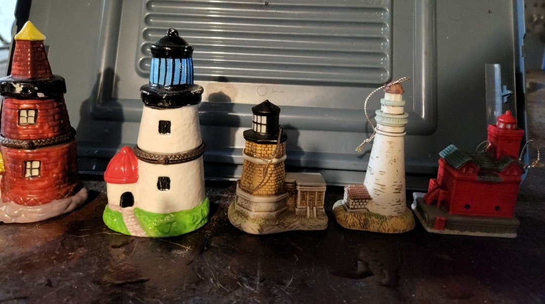 5 Different Lighthouse Figurines 2 Trinket Boxes 3 Ornaments Etsy