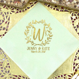 Wedding Bar Napkins, Personalized Foil Napkins, Monogrammed Wedding Napkins, Bridal Shower Napkins, Cocktail Napkin, Custom Beverage Napkins