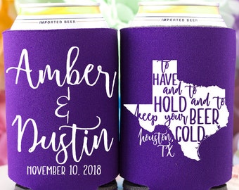 Texas Wedding Favor Destination Wedding Favor for Guests Travel Wedding Personalized Can Coolers San Antonio Austin Dallas Houston