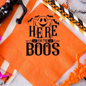 Here for the Boos, Halloween Napkins, Halloween Party, Funny Halloween, Halloween Decor, Party Napkins, Cocktail Napkins, Paper Napkins image 1