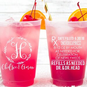Custom Wedding Cups, Frostflex Cup, Shatterproof Cup, Monogram Cup, Personalized Wedding Cups, Plastic Cups, Custom Wedding Favors for Guest