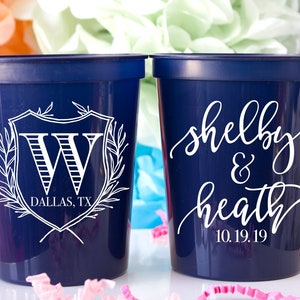 Couples Shower Rehearsal Favor Custom Party Favors Wedding Favor Cups Stadium Cup Anniversary Party Bridal Shower Gift Monogrammed Gifts