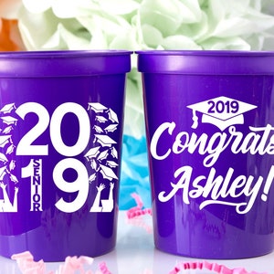 Graduation Cups, 2025 Graduation Party Decorations, High School Graduation Decor, College Grad, Stadium Cups, Event Cups, Plastic Cups