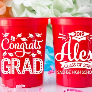 Graduation Cups, Class of 2025, Grduation Party Decor, Congrats Grad, Personalized Stadium Cups, Custom Plastic Cup