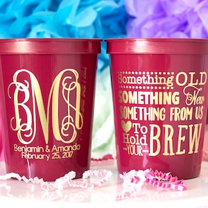 Personalized Cups, Wedding Favor Cups, Wedding Cups, Monogram Wedding Cups, Custom Plastic Cups, Custom Cups, Stadium Cups, Party Cups