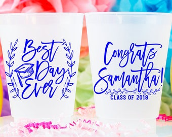 College Graduate, Graduation Party Favor, Frosted Cups, High School Grad, Personalized Cups, Graduation Cups, Graduation Cap, Class of 2019