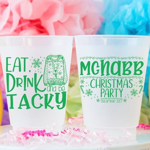 Ugly Sweater Party, Christmas Cups, Wedding Cups, Party Cups, Frosted Cups, Frost Flex Cup, Monogram Cup, Wedding Favor, Holiday Party Favor