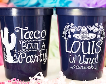 Taco Bout a Party Cups, Fiesta Party Decor, Fiesta Birthday, Stadium Cups, Party Favor, Taco Birthday, Personalized Cups, Birthday Cups