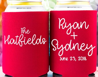 Personalized Can Cooler Wedding Can Cooler Wedding Favors for Weddings Custom Wedding Favor Wedding Reception Favor Beer Cooler Can Hugger