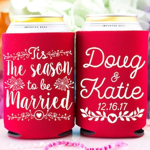 Christmas Wedding, Christmas Can Cooler, Winter Wedding, Holiday Wedding, Christmas Favors, Wedding Favors, December Wedding, Christmas