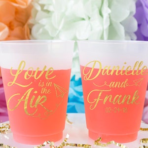 Wedding Cups, Frost Flex Cups, Personalized Cups, Shatterproof Cups, Frosted Cups, Love is in the Air, Party Cup, Custom Frosted Cup