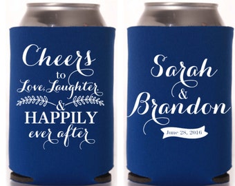 Custom Can Cooler, Monogram Can Cooler, Wedding Favors, Bridal Party Gift, Wedding Can Cooler, Beer Can Cooler, Cheers Can Cooler, Shower
