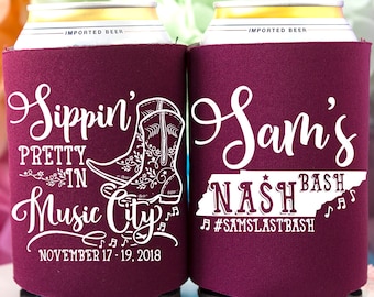 Nashville Bachelorette Can Cooler - Country Bachelorette Decor - Custom Drink Sleeve - Bachelorette Party Favor - Country Wedding Cooler