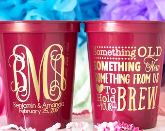 Personalized Cups, Wedding Favor Cups, Wedding Cups, Monogram Wedding Cups, Custom Plastic Cups, Custom Cups, Stadium Cups, Party Cups