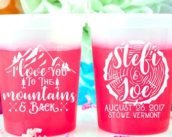 I Love You to the Mountains & Back, Mountain Wedding, Destination Wedding, Wedding Cups, Rustic Wedding Favor, Color Changing Cups, Mood Cup