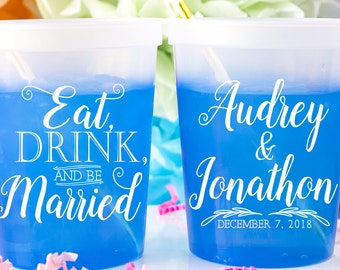 Personalized Cups, Custom Cups, Mood Cups, Color Changing Cups, Wedding Favors, Eat Drink Be Married, Plastic Cups, Stadium Cups, Party Cups