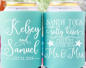 Beach Wedding Koozies Etsy