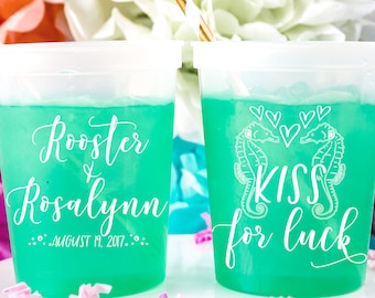 Personalized Wedding Cups Beach Wedding Favors for Guests Color Changing Mood Cups Custom Party Cups Engagement Party Reusable Cups