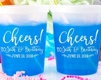 Personalized Wedding Cups, Custom Color Changing Cups, Mood Cups, Wedding Favors, Plastic Cups, Custom Wedding Cups, Cheers, Party Cups