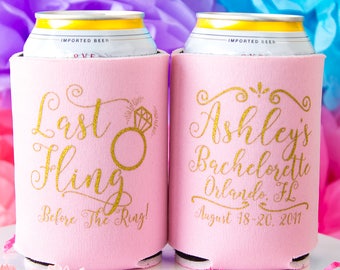 Last Fling Before the Ring Can Cooler, Bachelorette Favor, Bachelorette Party, Beer Insulator, Hen Party, Bridal Party Gift, Bach Weekend