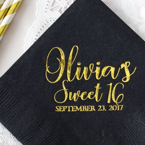 Sweet 16 Birthday Napkins Girls 16 Birthday Sweet 16 Party Decor Sweet Sixteen Personalized Napkins Teen Birthday Happy 16th Custom Napkins