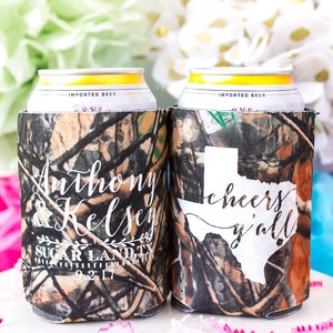 Camo Wedding, Hunting Wedding, Camouflage Wedding Favor, Country Wedding, Rustic Wedding, The Hunt is Over, Custom Can Cooler,  Party Favor