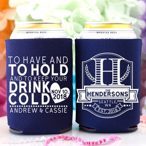 Customized Wedding Favors for Guests Personalized Favors Monogram Favors Can Coolers To Have To Hold To Keep Your Drink Cold Can Coolers