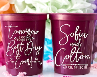 Plastic Cups Custom Wedding Cups Custom Wedding Cups Rehearsal Dinner Cups Custom Cups Stadium Cups 12oz Personalized Cups Party Cups
