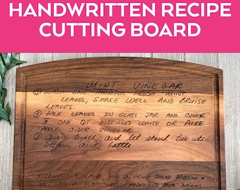 Handwritten Recipe Wooden Cutting Board Cheese Board Mother in Law Gift Custom Wood Cutting Board Serving Board Chopping Board Family Recipe