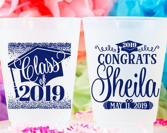 Graduation Cups, Class of 2023, Graduation Party Decoration, Frost Flex Cups, Frosted Cups, Congrats Grad, High School, College Graduation