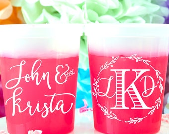 Color Changing Cups, Mood Cups, Wedding Cups, Monogram Cups, Wedding Favor Cups, Personalized Cups, Wedding Party Cups, Plastic Cups