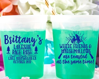 Lake Bachelorette Party Cups Bachelorette Favors Glamping Bachelorette Weekend Hen Party Camping Party Bachelorette Cups Bach Bash Cups