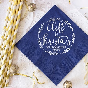 Housewarming Party, Housewarming Gift, New Home, Couples Shower, Cocktail Napkins, Wedding Napkins, Personalized Napkin, Custom Napkins