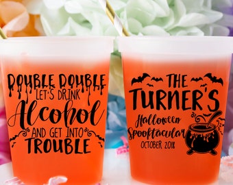 Trick or Treat Adult Halloween Party Hallows Eve Reusable Plastic Cups Personalized Stadium Cups Halloween Party Cups Color Changing Cups