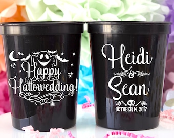 Halloween Cups, Halloween Party, Halloween Decor, Personalized Cup, Halloween Wedding, Wedding Cups, Wedding Favor, Plastic Cup, Stadium Cup