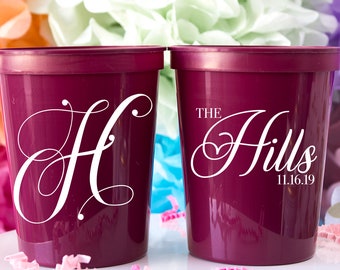 Monogrammed Cup Printed Cups Birthday Cups Party Cups Plastic Cup Personalized Wedding Cups Wedding Favor Cups Wedding Favors for Guests