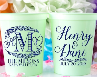 Copas de fiesta de aniversario Tazas personalizadas para favores de boda para invitados Regalos con monogramas Tazas de boda con monograma Tazas impresas personalizadas