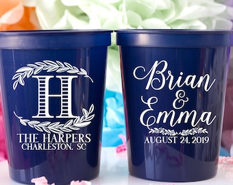 Wedding Favor Cups Wedding Cups Personalized Cups Wedding Party Cups Monogram Cups Wedding Bar Stadium Cups Monogrammed Wedding Beer Cups
