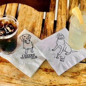 Dog Cocktail Napkins Wedding Napkins Dog Napkins Wedding Napkins Personalized Pet Cocktail Napkin Custom Cocktail Dog Napkins Wedding