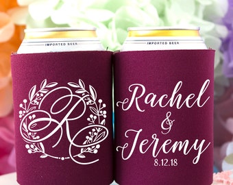 Wedding Can Coolers Personalized Can Coolers Monogram Custom Can Coolers Wedding Favors for Guests Beverage Insulator Beer Hugger
