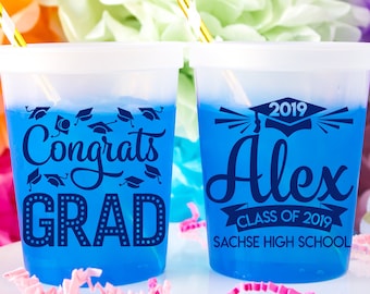 Graduation Cups, Congrats Grad, Personalized Stadium Cups, Custom Party Cups, Color Changing Cups, Grad Party Decorations, Party Favors