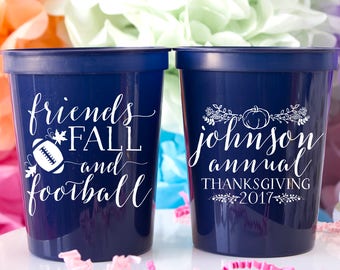 Thanksgiving Cup, Thanksgiving Party Favors, Happy Thanksgiving, Football Wedding, Friends Fall & Football, Custom Cup, Fall Party, Autumn
