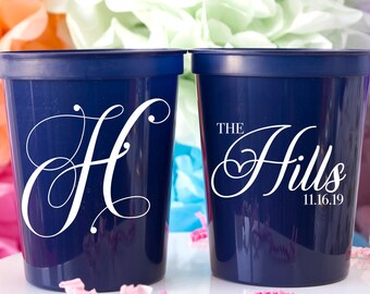 Monogrammed Wedding Cups Personalized Cups Wedding Favor Cups Wedding Party Cups Monogram Cups Wedding Bar Stadium Cups Wedding Beer Cups
