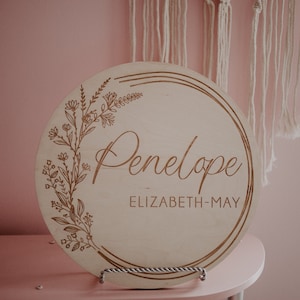 Name Announcement Sign, Baby Name Plaque, Custom Baby Name Sign, Wooden Baby Name Sign, Nursery Name Sign, New Baby Photo Props