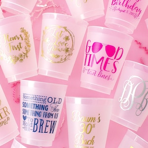 Birthday Cups Monogram Cups Wedding Favors for Guests Cups Personalized Cups Plastic Party Cups Shatterproof Cups Reusable Cups Gold Cups