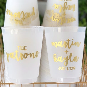 Personalized Wedding Cups, Wedding Shatterproof Cups, Wedding Party Cups, Frosted Cups, Wedding Favors For Guests, Plastic Printed Cups