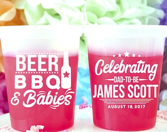 BBQ Baby Shower Color Changing Cups - Dad to Be Cups - Baby Shower Cups - Personalized Mood Cups - Plastic Cocktail Cup - Father's Day Cups