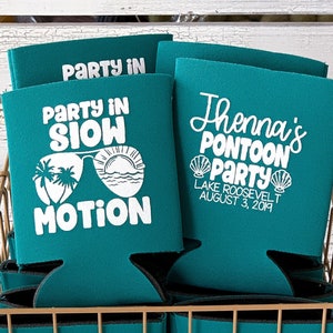 Party In Slow Motion, Pontoon Party Can Cooler, Lake Pontoon Can Cooler, Pontoon Boat Favors, Personalized Can Coolers, Beer Hugger